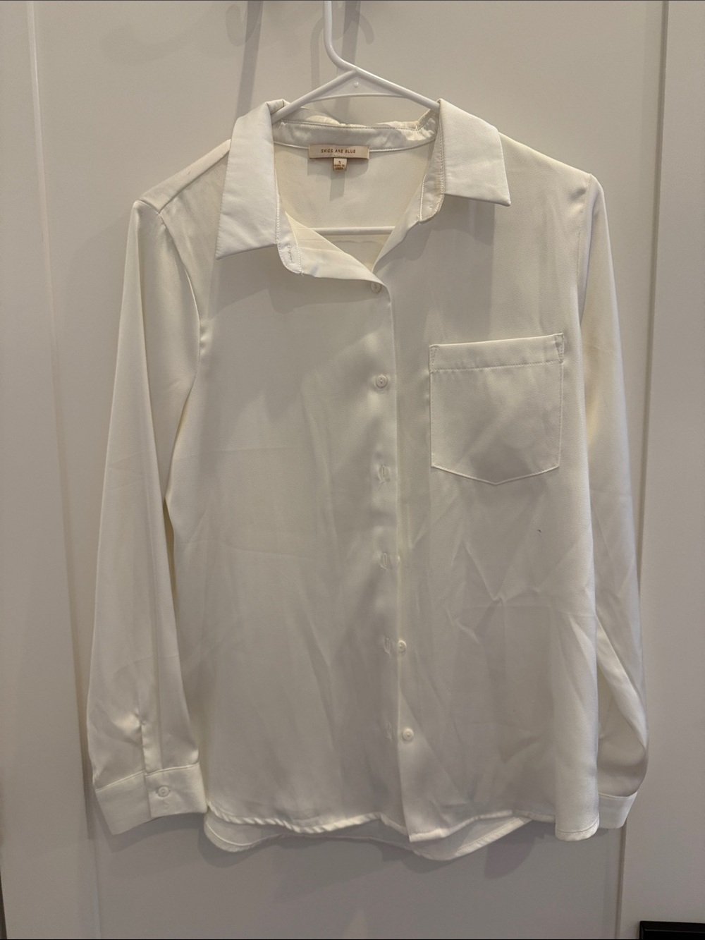 Skies Are Blue Ivory Button-Front Long Sleeve Shirt